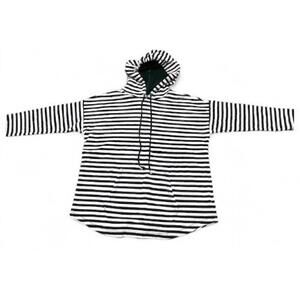 Chaps Women's Size Small Black & White Striped Hoodie Clean-lined Preppy Coastal
